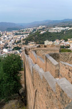 Malaga, İspanya - 29 Ekim 2022: Malaga 'nın Gibralfaro Kalesi' nden görünüşü
