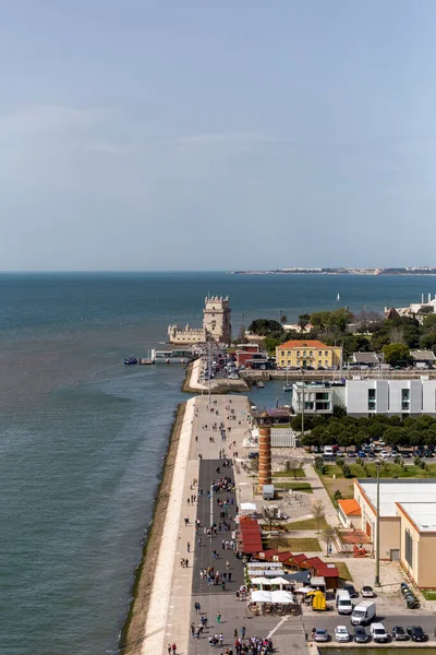 Λισαβόνα Πορτογαλία 2023 Άποψη Του Πύργου Μπέλεμ Από Μνημείο Των — Φωτογραφία Αρχείου