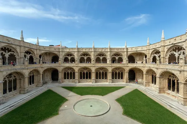 Stock image Lisbon, Portugal - 04 03 2023: The courtyard of the Jeronimos Monastery on a summer day in Lisbon.