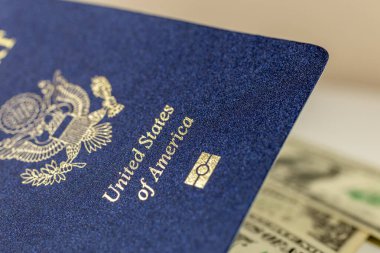 Kağıt dolarlı ABD pasaportu.