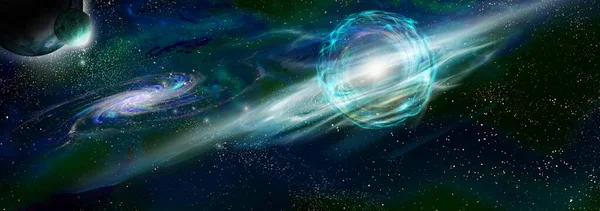 Supernova Explosión Potencia Extrema Estrella Masiva Paisaje Espacial Con Galaxia — Foto de Stock