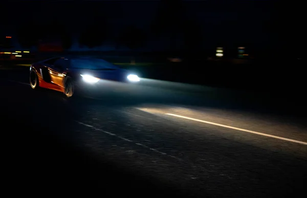 Carro Rápido Asfalto Vermelho Lamborghini Escuro — Fotografia de Stock