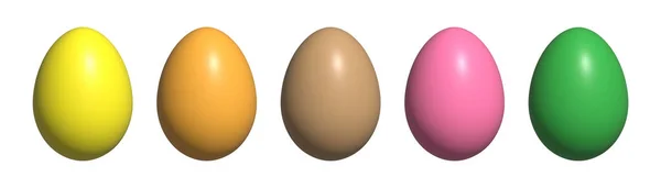 Conjunto Huevos Color Pascua Aislados Sobre Fondo Blanco Elementos Icono — Foto de Stock