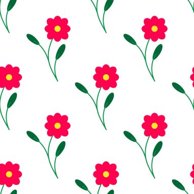 Pembe çiçekler pürüzsüz tekrar eden vektör deseni