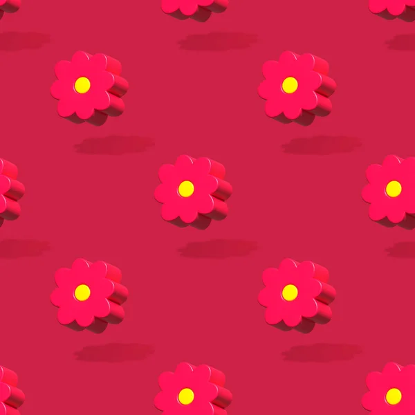 Pink Magenta Flowers Seamless Repeat Pattern Rendering Viva Magenta Color — стокове фото