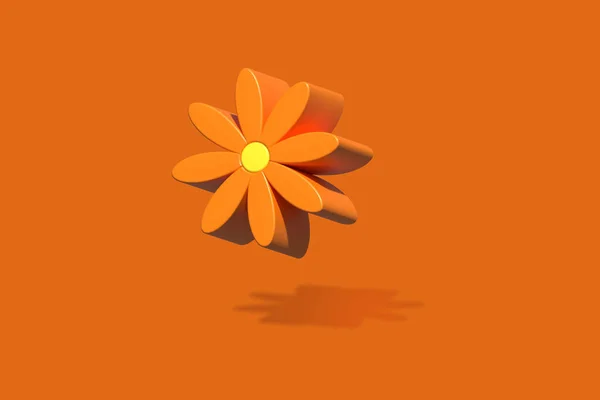 Orange Flower Orange Background Shadow Minimal Floral Season Minimal Background — Stock Photo, Image