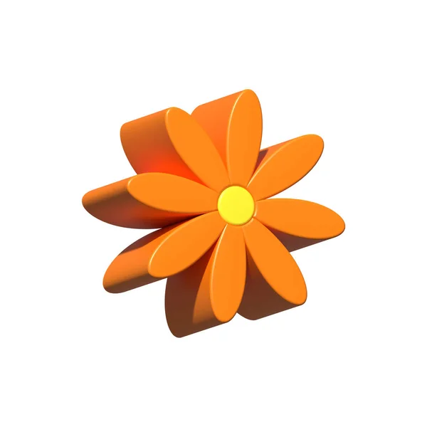 Апельсиновый Цветок Выделен Белом Фоне Рендеринг Значок Элемента Весенней Летней — стоковое фото