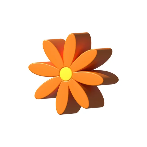 Kwiat Pomarańczy Odizolowany Białym Tle Renderowanie Ikona Elementu Wiosenną Lub — Zdjęcie stockowe