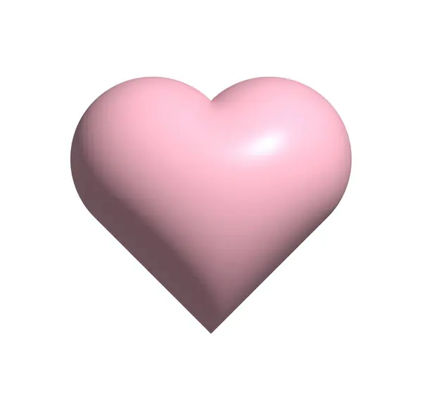 粉色的心脏被白色的背景隔离了 情人节的元素 母亲节 3D渲染 — 图库照片