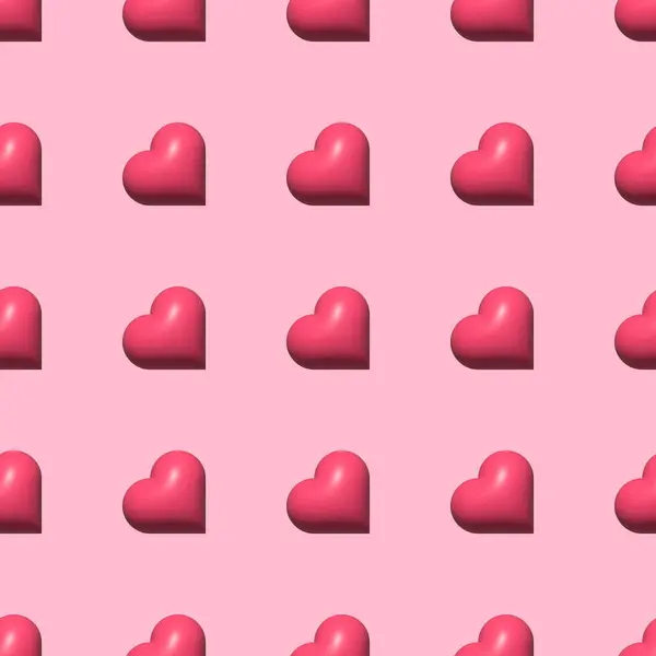 Seamless Pattern Magenta Hearts Pastel Pink Background Valentine Day Love — Stock Photo, Image