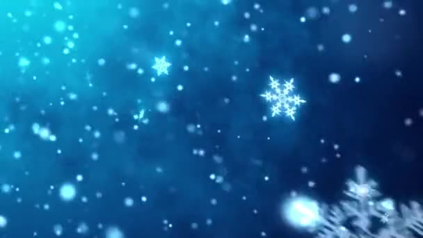Salju Natal Serpihan Salju Berkilauan Latar Belakang Festival Natal Tahun — Stok Video