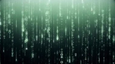 İkili kod. Dijital dinamik arka plan 3D animasyon. Hızlı Zaman, kod: h264, 16-bit renk, en yüksek kalite. Rengin pürüzsüz derecelendirmesi, bant etkisi olmadan.