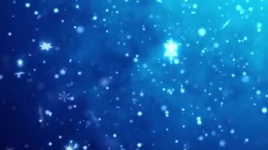 Parlak kar taneleri. Noel arkaplanı şenliği. Yeni yıl. Üç boyutlu animasyon. Quick Time, H264, 16-bit renk, en yüksek kalite. Rengin pürüzsüz derecelendirmesi, bant etkisi olmadan.