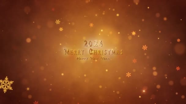 Gratuláló Karácsonyi Videokártya Díszítő Arany Cím Konfetti Művészeti Intro Bevezető — Stock videók