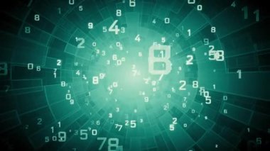 Numeroloji. Sihirli Tünel (numaralar hakkında gizli bilgi). Rakamlarla dolu gizli bir geçmişi var. Yumuşak odaklanma ve alan derinliği. 3D animasyon. Başlık, başlık ya da metin için giriş şablonu. Hızlı Zaman, h264, 16-bit renk, en yüksek kalite. 