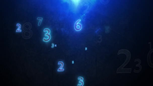 Numerology Secret Knowledge Numbers Esoteric Background Numbers Blue Flame Mysterious — Stock Video