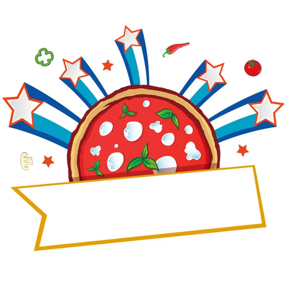 Logo Pizza Con Estrellas Aisladas Blanco — Archivo Imágenes Vectoriales