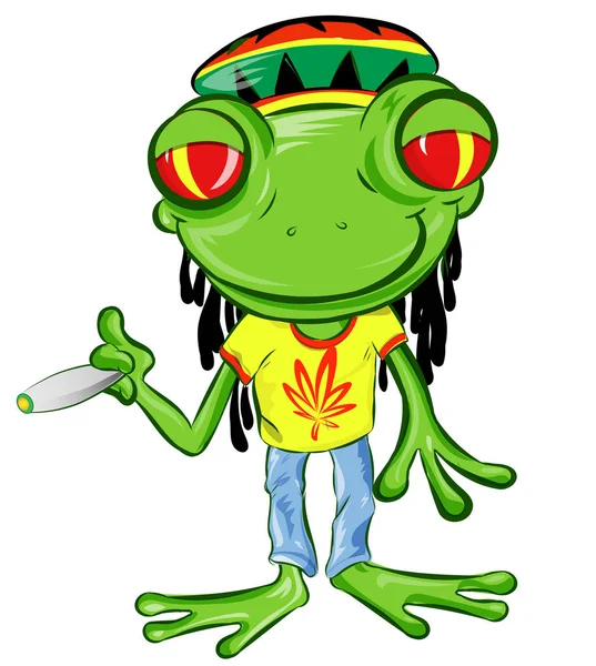 Jamaican青蛙人物形象卡通 在白色上隔离 — 图库矢量图片