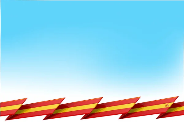 蓝天背景下孤立的西班牙国旗 — 图库矢量图片
