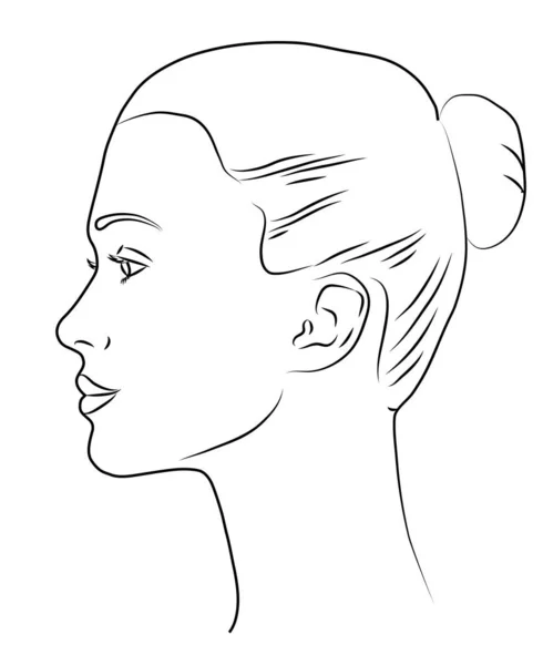 Woman Profile Portrait Female Beauty Concept Line Drawing Vector Illustration — Stock Vector