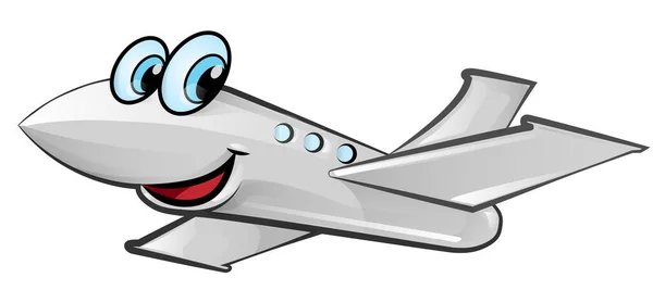 Vliegtuigmascotte Cartoon Geïsoleerd Witte Achtergrond — Stockvector