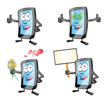 Komik çizgi film akıllı telefonu. Vektör Klipsi Sanatını Ayarla