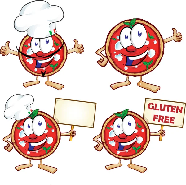 Conjunto Pizza Desenho Animado Ilustração —  Vetores de Stock
