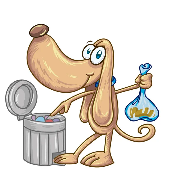 Fun Dog Throws Poop Character Cartoon — Stock Vector