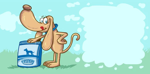 楽しい犬は背景にポップをスローします キャラクター漫画 — ストックベクタ