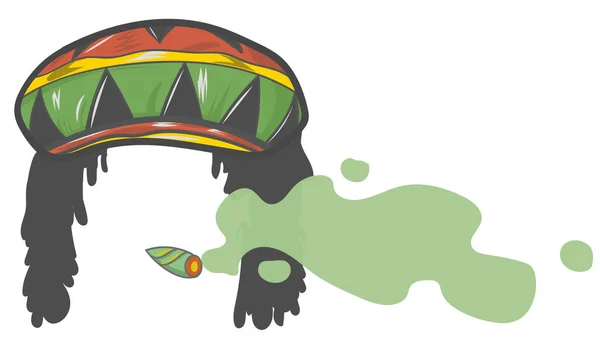 Jamaika Rasta Şapkalı Rastalı Reggae Tarzı Avatar — Stok Vektör