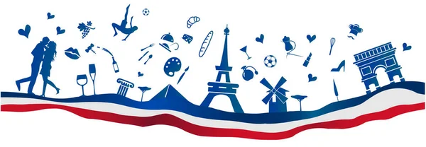 Bandiera Viaggio Francia Orizzontale — Vettoriale Stock
