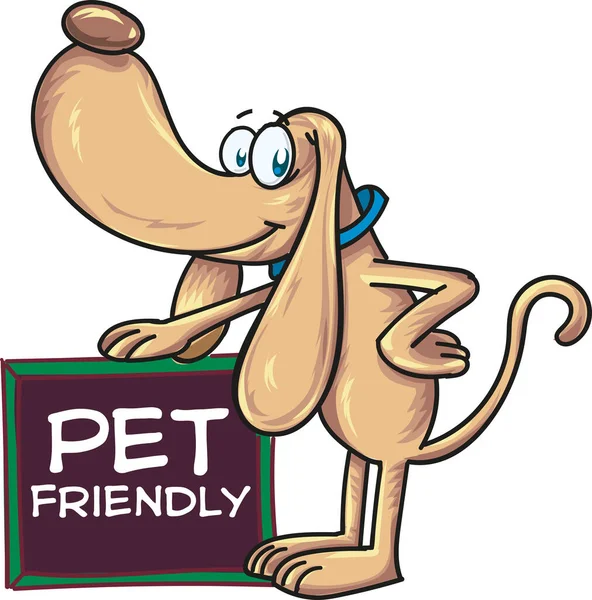 Letrero Amigable Para Mascotas Con Mascota Perro Dibujos Animados — Archivo Imágenes Vectoriales
