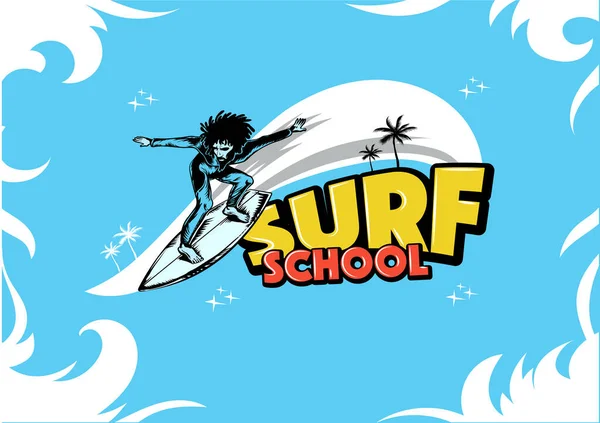 Surf Logo Vorlage Für Surfschule Vektorillustration — Stockvektor