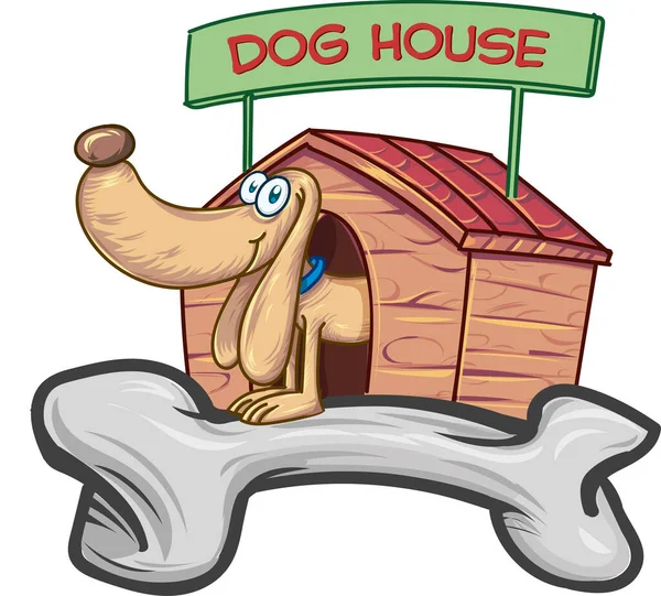 Cute Puppy Dog House Character Cartoon — Stock Vector