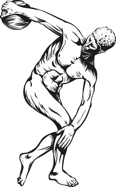Давньогрецька Скульптура Discobolus Векторна Ілюстрація Стоковий вектор
