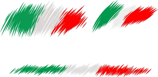 Italská Vlajka Stylu Náčrtku Vektorová Sada — Stockový vektor