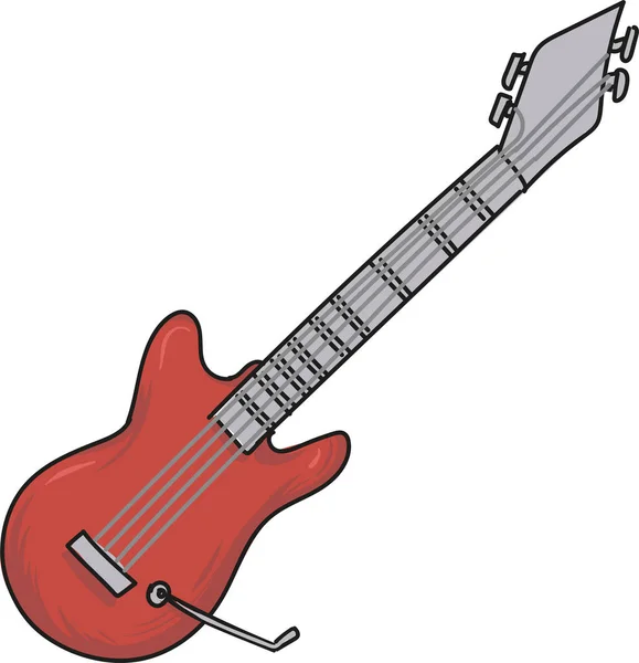 Kırmızı Elektro Gitar Çizgi Filmi Vetcor Illüstrasyon — Stok Vektör