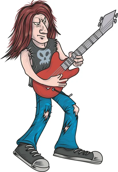 Estrela Rock Tocar Guitarra Heavy Metal Personagem Desenho Animado —  Vetores de Stock