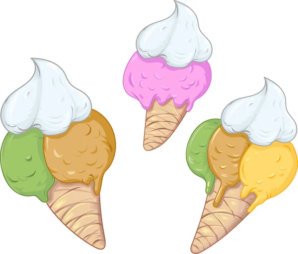 Collection Ice Cream Cones Vector Illustration Royalty Free Stock Vectors