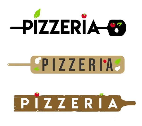 Pizza Shovel Logo Set Vector Logotype — Stock Vector