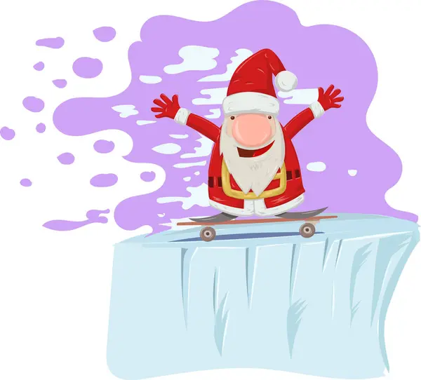 Weihnachtsmann Cartoon Über Skatebording Vektorillustration lizenzfreie Stockvektoren