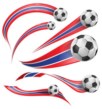 Futbol topu ikonlu Kosta Rika ve Tayland bayrağı. vektör illüstrasyonu
