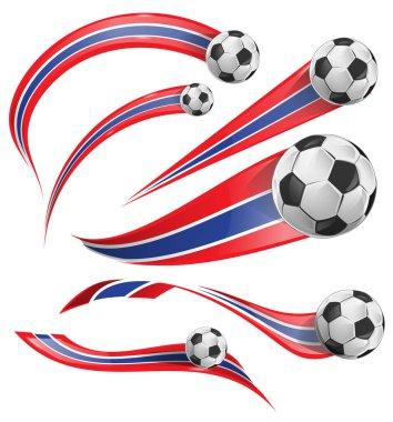 Futbol topu ikonlu Kosta Rika ve Tayland bayrağı. vektör illüstrasyonu