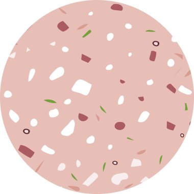 Mortadella Bologna Vegan. Beyaz arka planda şarküteri. Basit düz biçim vektör çizimi