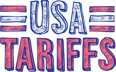 Birleşik Devletler gümrük vergisi. karalama vektör illüstrasyonu