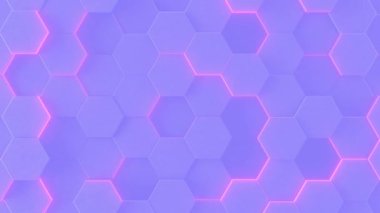 Menekşe, soyut altıgen geometrik yüzey döngüsü 1a. parlak parlak temiz minimal altıgen ızgara deseni, rastgele dalgalanan hareket arkaplan kanvası 