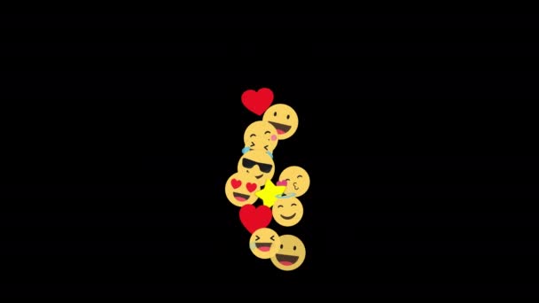 Sociální Média Žít Styl Animovaný Srdce Úsměv Emoji Zelená Obrazovka — Stock video