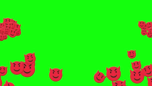Diabeł Emoji Halloween Dynia Kot Wektor Kreskówka Twarz Ilustracja Ikona — Wideo stockowe