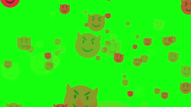 Diabeł Emoji Halloween Dynia Kot Wektor Kreskówka Twarz Ilustracja Ikona — Wideo stockowe