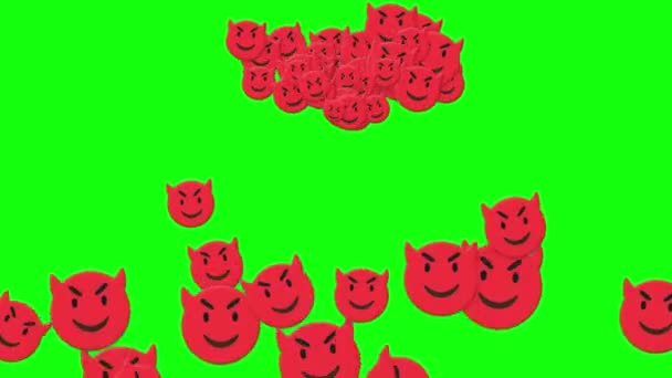Diablo Emoji Halloween Calabaza Gato Vector Dibujos Animados Cara Ilustración — Vídeo de stock